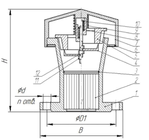 Чертеж клапан дыхательный механический КДМ-50