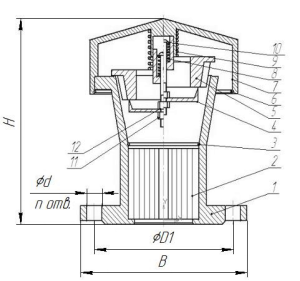 Чертеж клапан совмещенный механический дыхательный СМДК-50
